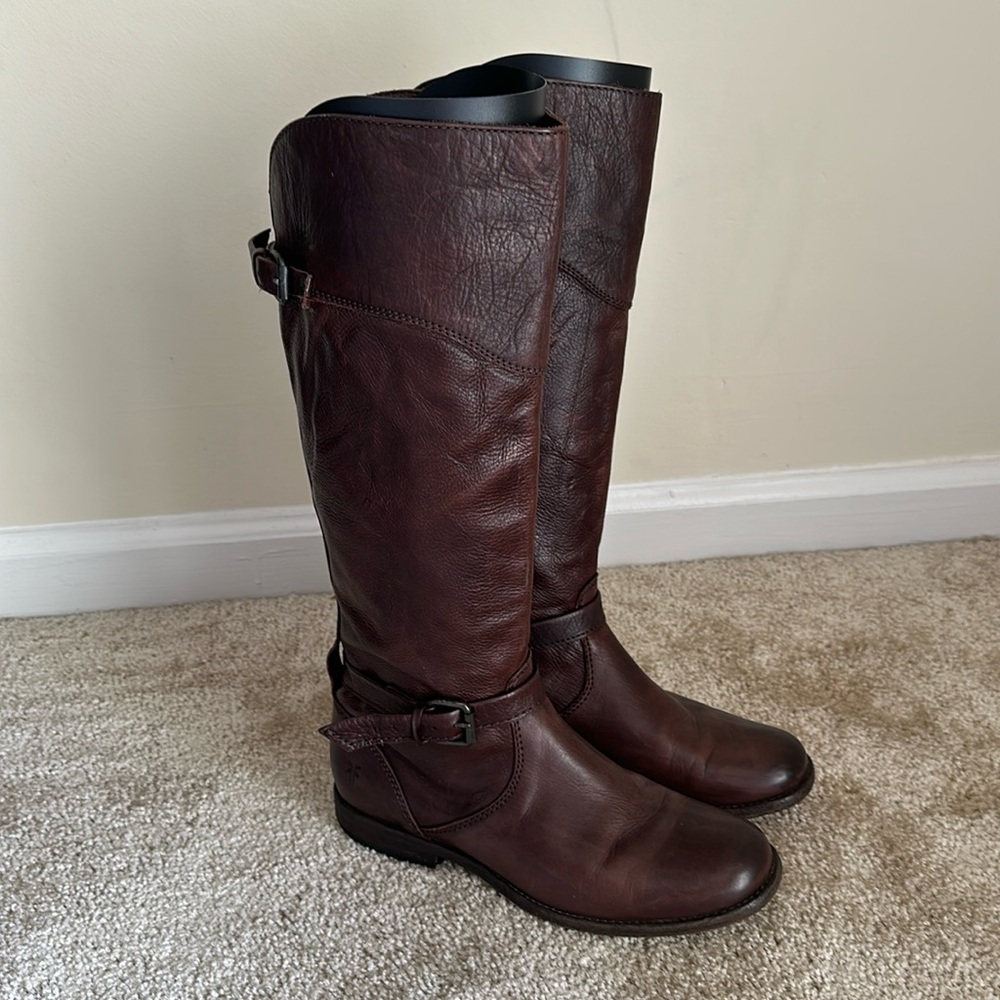 Frye Phillip Leather Riding Boots Women’s size 8.5 wide calf
